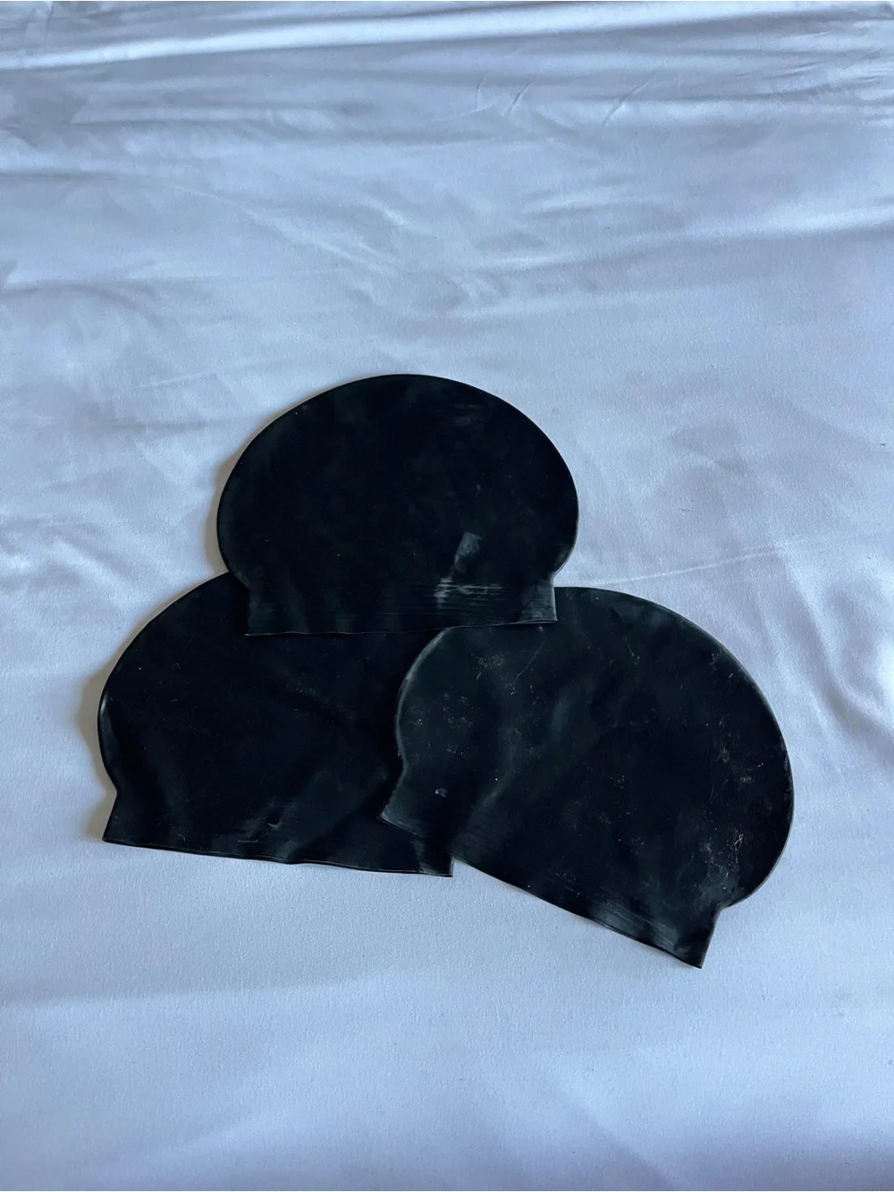 Black Latex Swim Cap Lot of 3 Stretch Waterproof Swim Cap
